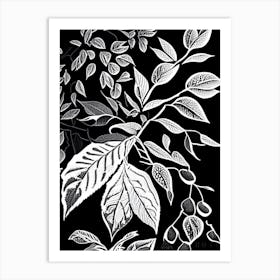 Snowberry Leaf Linocut Art Print