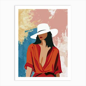 Woman In A Hat, Minimalism Art Print