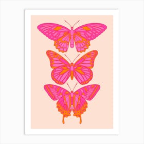 Pink Orange Butterflies Art Print