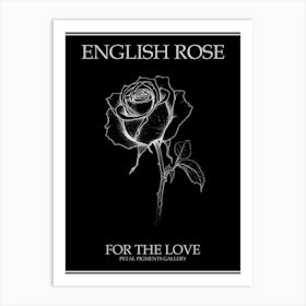 English Rose Black And White Line Drawing 9 Poster Inverted Art Print