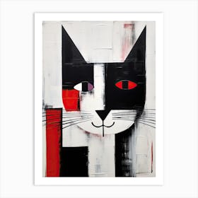 Cubism Unleashed: Minimalist Cat Creations Art Print