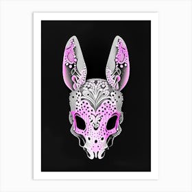 Animal Skull 2 Pink Doodle Art Print