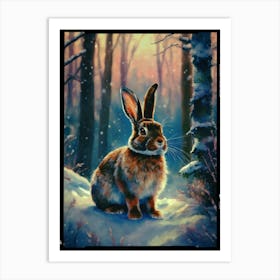 Rabbit In The Snow Art Print