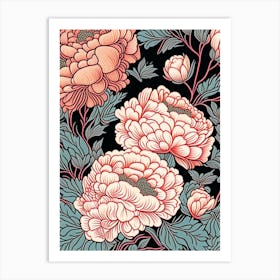 Coral Charm Peonies 3 Drawing Art Print