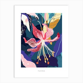 Colourful Flower Illustration Poster Fuchsia 3 Art Print