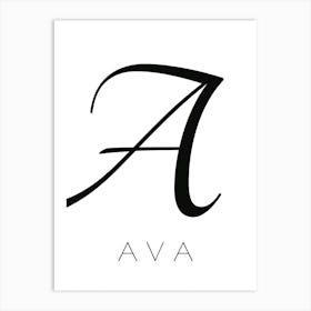 Ava Typography Name Initial Word Art Print