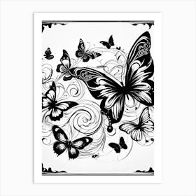 Butterflies And Swirls Art Print