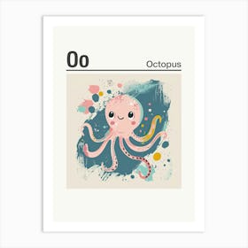 Animals Alphabet Octopus 4 Art Print