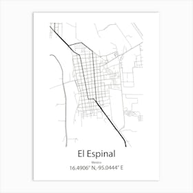 El Espinal,Mexico Minimalist Map Art Print