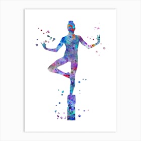 Gymnast On Balance Beam Watercolor Art Print