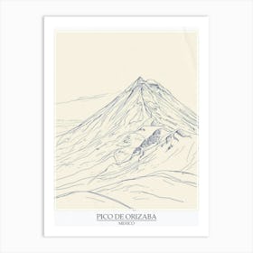 Pico De Orizaba Mexico Color Line Drawing 5 Poster Art Print