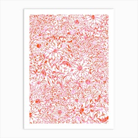 Linear Garden - Orange Pink Art Print