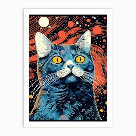 Stellar Purrsistence, Psychedelic Cats series Art Print