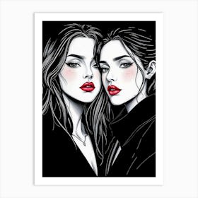 Two Sisters Portrait Art Print