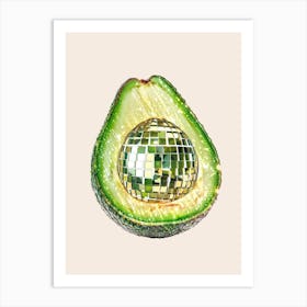 Disco Ball Avocado Art Disco Poster Trendy Aesthetic Art Food Kitchen Art Print