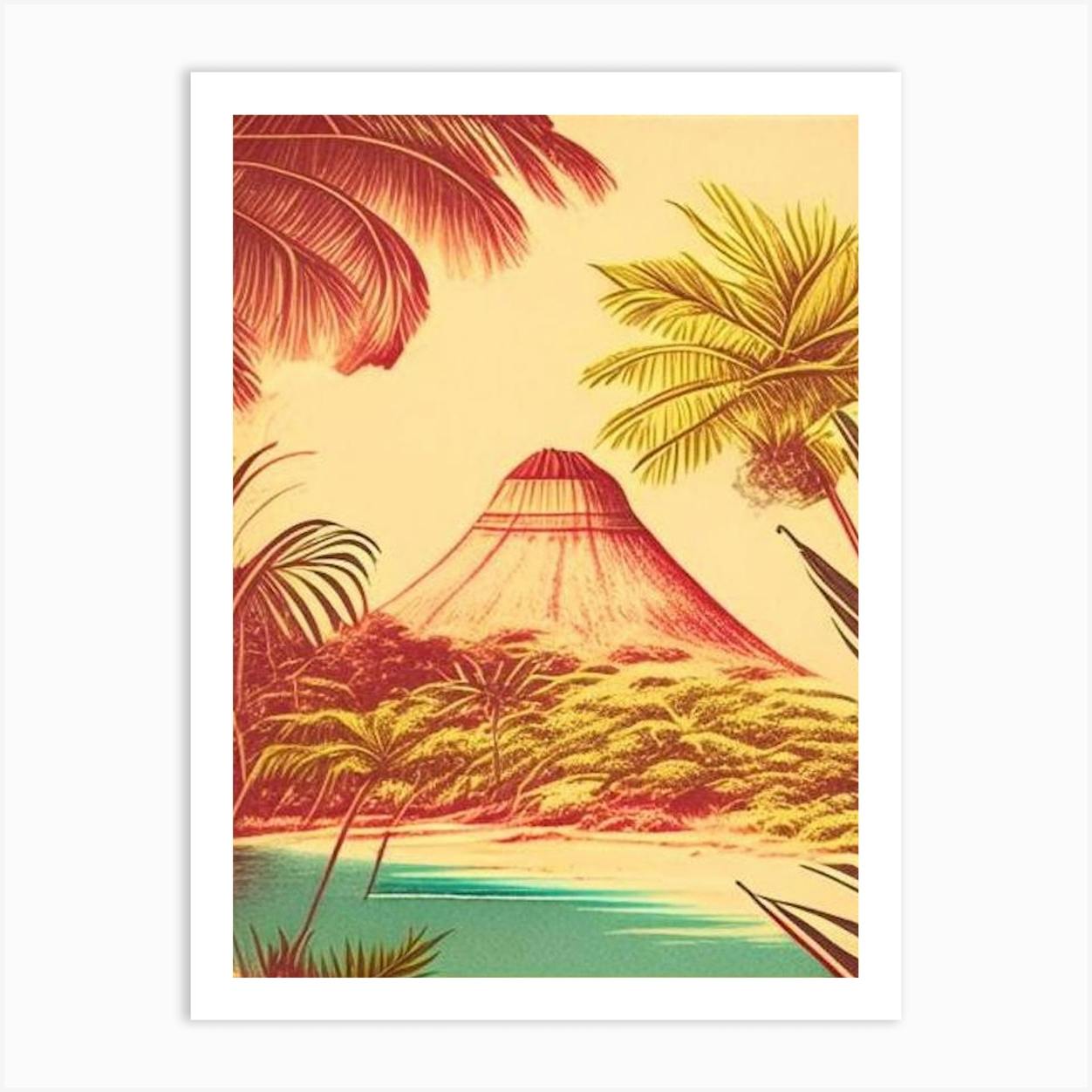 Big Box Art Palm Reflections in Mauritius Sketch Canvas Wall Art Picture  Ready to Hang 76 x 50 cm (30 x 20 Inches) White Green Turquoise Green Olive  Green : Amazon.de: Home & Kitchen
