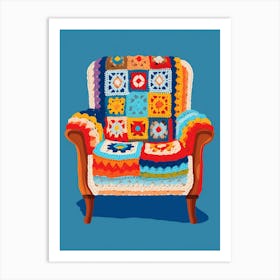 Vintage Crochet Chair Illustration 3 Art Print