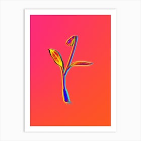 Neon Erythronium Botanical in Hot Pink and Electric Blue n.0368 Art Print