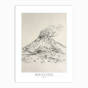 Mount Etna Italy Line Drawing 1 Poster Art Print