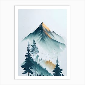 Mountain And Forest In Minimalist Watercolor Vertical Composition 323 Art Print