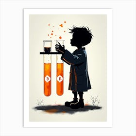 Bitcoin - Child Holding Test Tubes Art Print