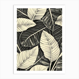 Black And White Leaves 3 Art Print