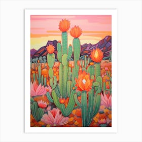 Cactus In The Desert Painting Melocactus Art Print