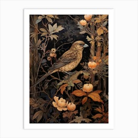Dark And Moody Botanical Sparrow 2 Art Print