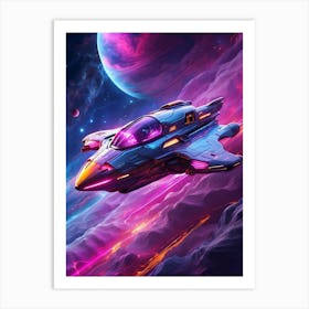 Spaceship In Space 2 Art Print