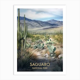 Saguaro National Park Watercolour Vintage Travel Poster 1 Art Print