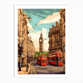 London England Uk Retro Vintage Travel Art Print