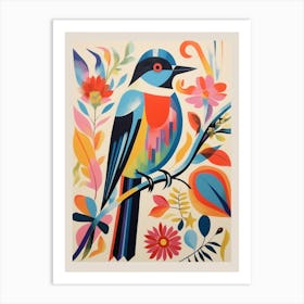 Colourful Scandi Bird Barn Swallow 2 Art Print
