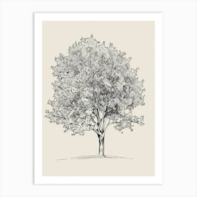 Ash Tree Minimalistic Drawing 2 Art Print