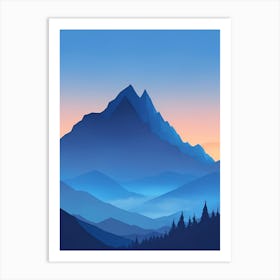 Misty Mountains Vertical Composition In Blue Tone 27 Art Print