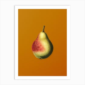 Vintage Pear Botanical on Sunset Orange n.0282 Art Print