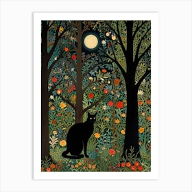 Cat In The Forest Style William Morris 4 Art Print