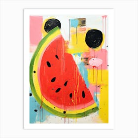 Juicy Symphony: Neo-Expressionist Watermelon Whirl Art Print