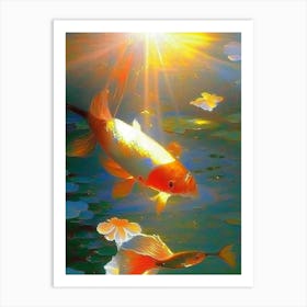 Ginrin Koi Fish Monet Style Classic Painting Art Print