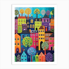 Kitsch Colourful England Cityscape 2 Art Print