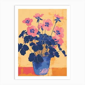 Geranium Flowers On A Table   Contemporary Illustration 4 Art Print