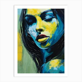 Blue And Yellow Woman Art Print
