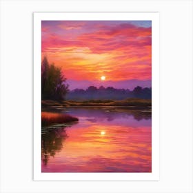 Sunset By The River Art Print