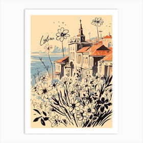 Lisbon Postcard Flowers Collage 1 Art Print