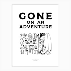 Gone On An Adventure Fineline  Illustration Poster Art Print
