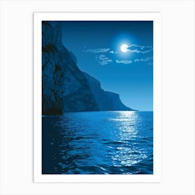 Moonlight Over The Sea 1 Art Print