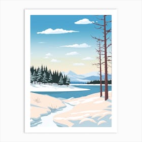 Retro Winter Illustration Big Bear Lake California 1 Art Print