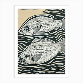 Barreleye Fish Linocut Art Print