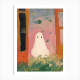 Open Window With A Ghost, Matisse Style, Spooky Halloween 0 Art Print