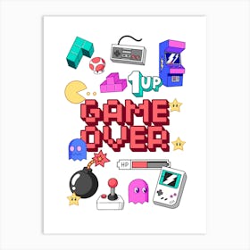 Game Over Retro Gaming Print Art Print
