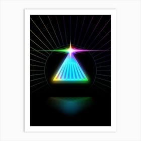 Neon Geometric Glyph in Candy Blue and Pink with Rainbow Sparkle on Black n.0150 Art Print